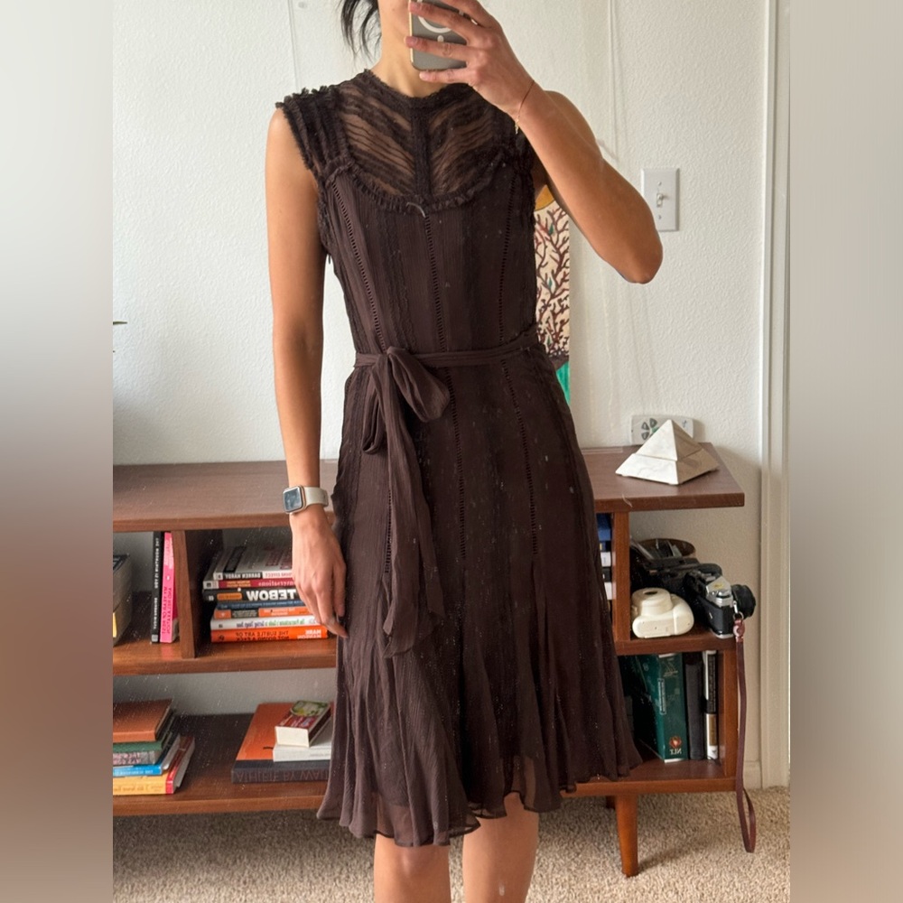 BCBG MAXAZRIA brown silk dress with lining